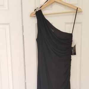 Sz 12 Black One Shoulder Black Long Dress